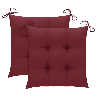 vidaXL Garden Chairs with Wine Red Cushions 2 pcs Solid Teak Wood (41999+314887)