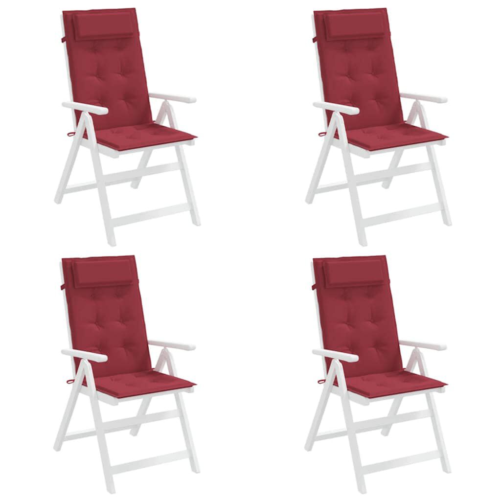 vidaXL Highback Chair Cushions 4 pcs Wine Red Oxford Fabric