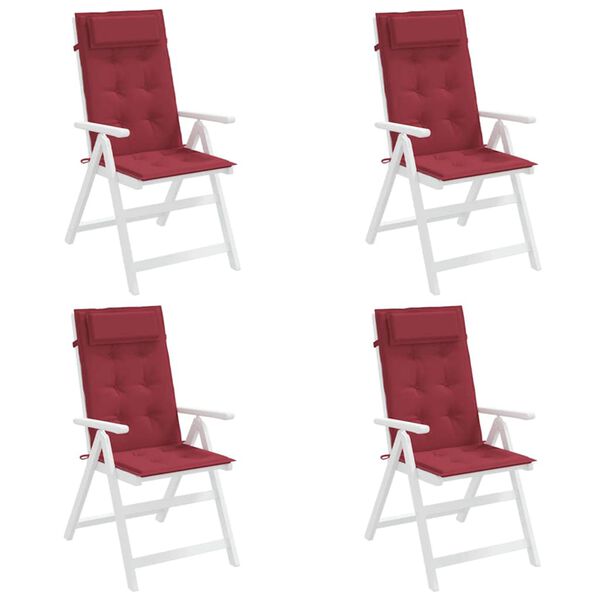 vidaXL Highback Chair Cushions 4 pcs Wine Red Oxford Fabric