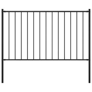 vidaXL Fence Panel with Posts Powder-coated Steel 1.7x1.25 m Black