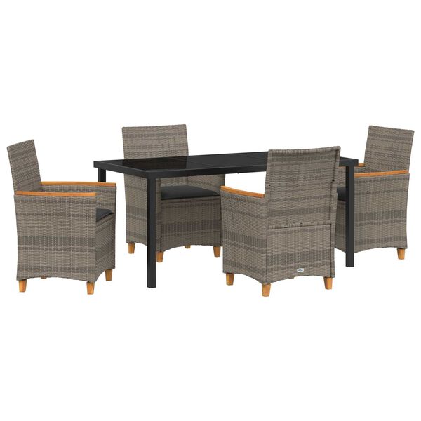 vidaXL Garden Dining Set 5 pcs Grey Poly Rattan