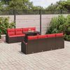 vidaXL Sofa Set with Cushion 9 pcs Brown Poly Rattan