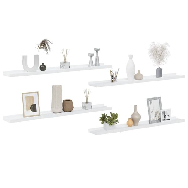 vidaXL Wall Shelves 4 pcs White 80x9x3 cm