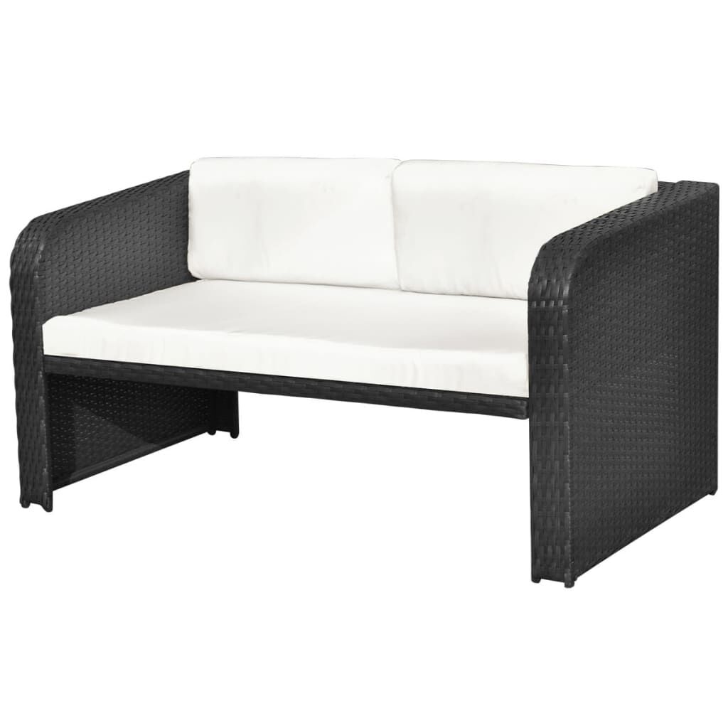 vidaXL 4 Piece Garden Lounge Set with Cushions Poly Rattan Black