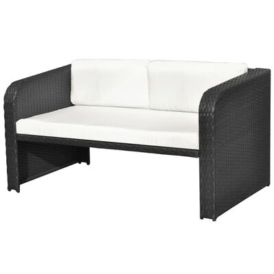 vidaXL 4 Piece Garden Lounge Set with Cushions Poly Rattan Black