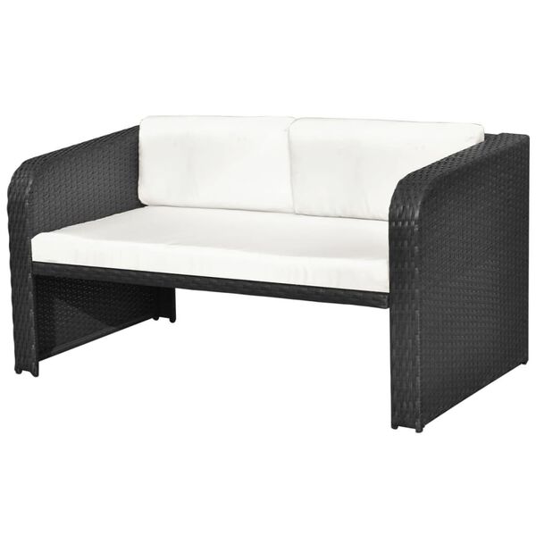 vidaXL 4 Piece Garden Lounge Set with Cushions Poly Rattan Black