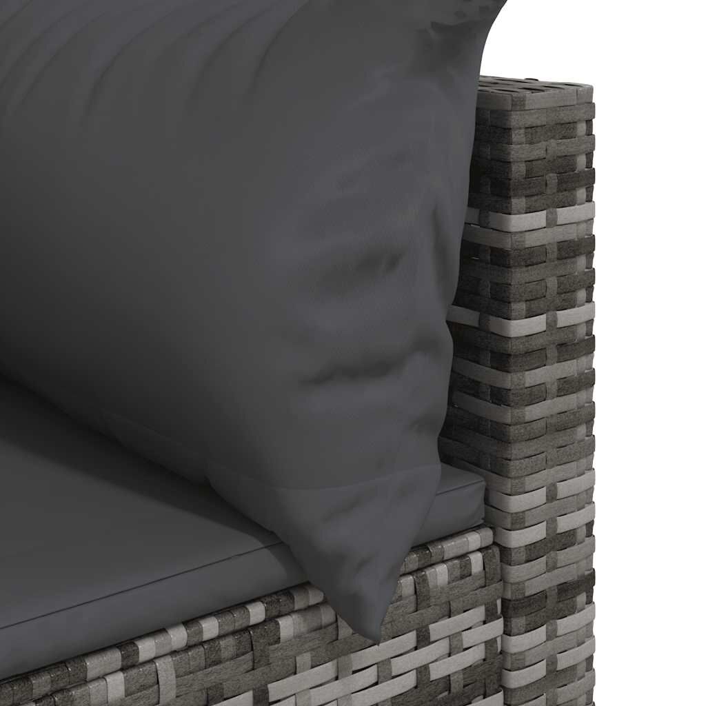 vidaXL 3 Piece Garden Lounge Set with Cushions Grey Poly Rattan