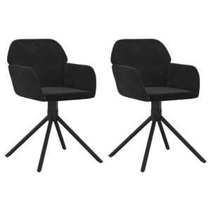 vidaXL Swivel Dining Chairs 2 pcs Black Velvet