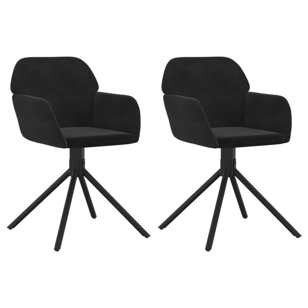 vidaXL Swivel Dining Chairs 2 pcs Black Velvet