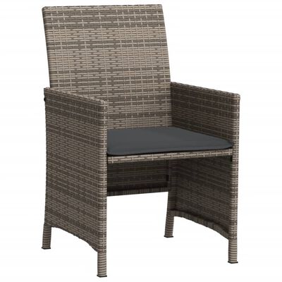 vidaXL 3 Piece Bistro Set with Cushions Grey Poly Rattan