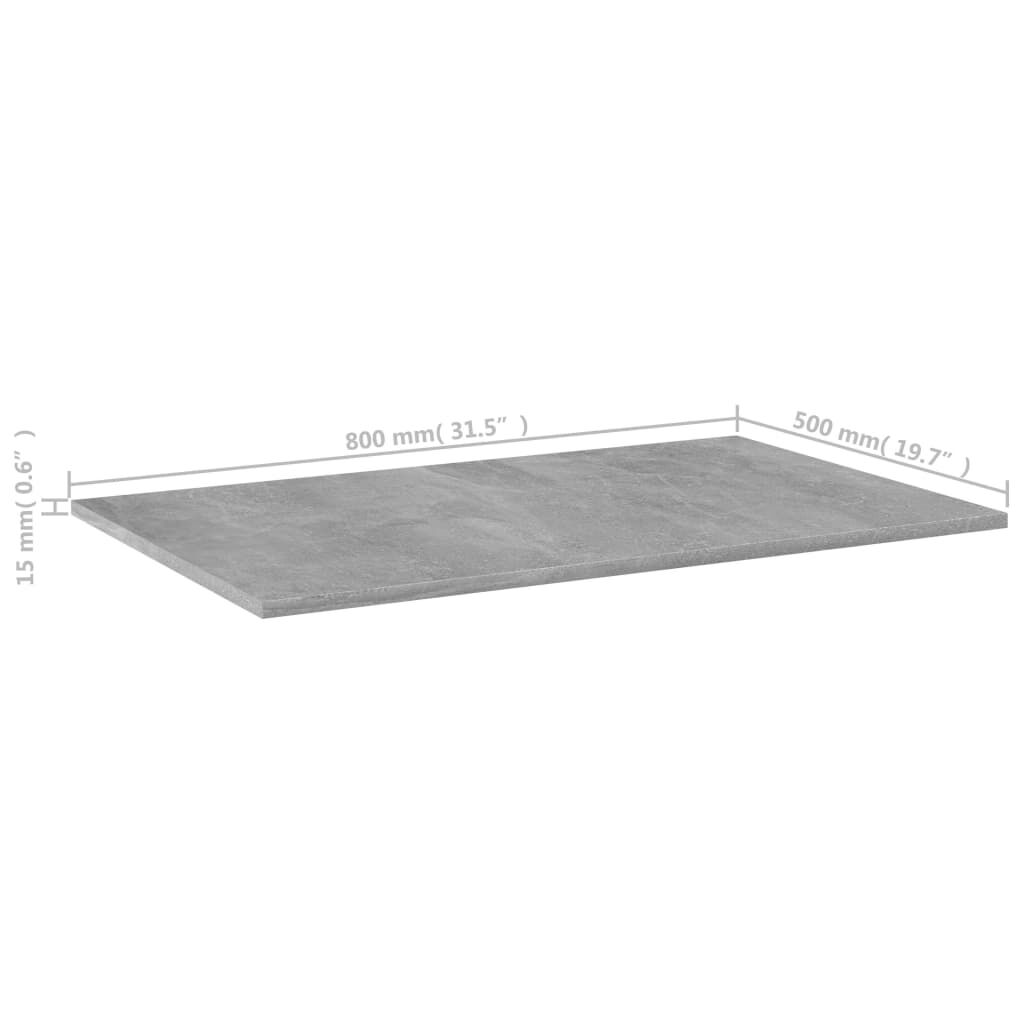 vidaXL Bookshelf Boards 4 pcs Concrete Grey 80x50x1.5 cm Engineered Wood