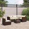 vidaXL 6 Piece Garden Lounge Set with Cushions Brown Poly Rattan