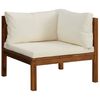 vidaXL Corner Sofas 2 pcs with Cream White Cushions Solid Acacia Wood