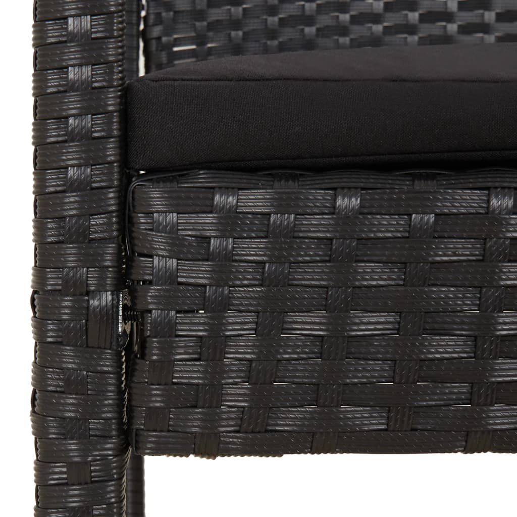 vidaXL Garden Bench with Cushion Black 105 cm Poly Rattan