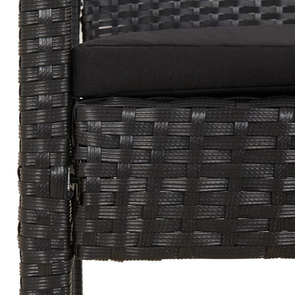 vidaXL Garden Bench with Cushion Black 105 cm Poly Rattan