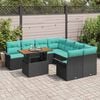 vidaXL Garden Sofa Set with Storage 9 pcs Black Poly rattan