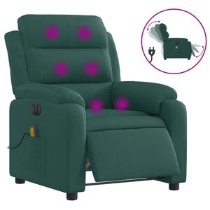 vidaXL Electric Massage Recliner Chair Dark Green Fabric