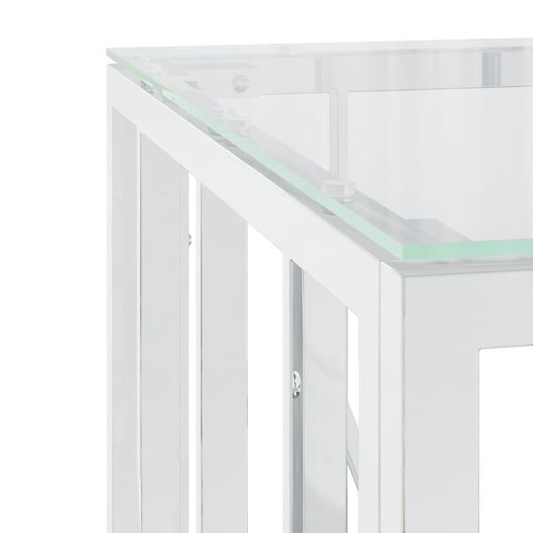 vidaXL Coffee Table Silver 50x50x50 cm Stainless Steel and Glass