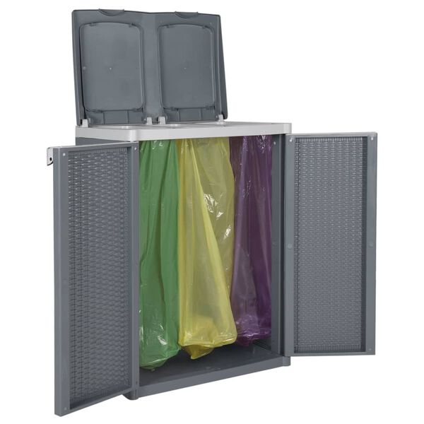 vidaXL Trash Bin with 2 Doors Grey 65x45x88 cm PP