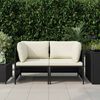 vidaXL 2-Seater Garden Sofa with Cushions Black Poly Rattan