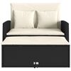 vidaXL Garden Sofa with Cushions 2-Seater Black Poly Rattan