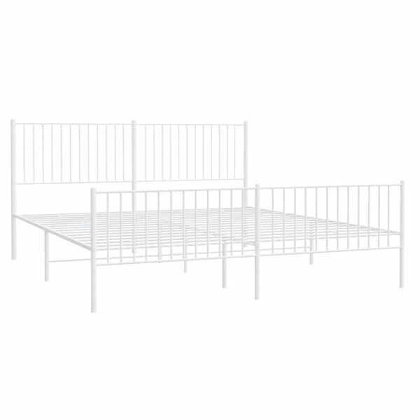 vidaXL Metal Bed Frame without Mattress with Footboard White 193x203cm