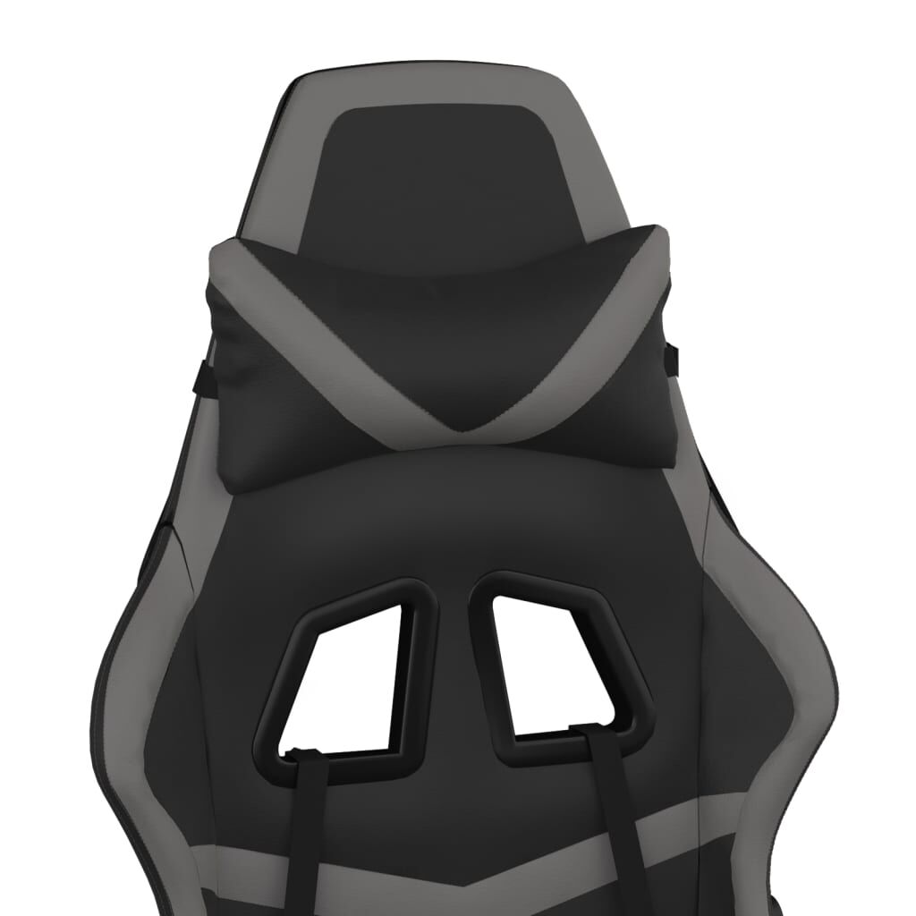 vidaXL Gaming Chair with Footrest Black and Grey Faux Leather