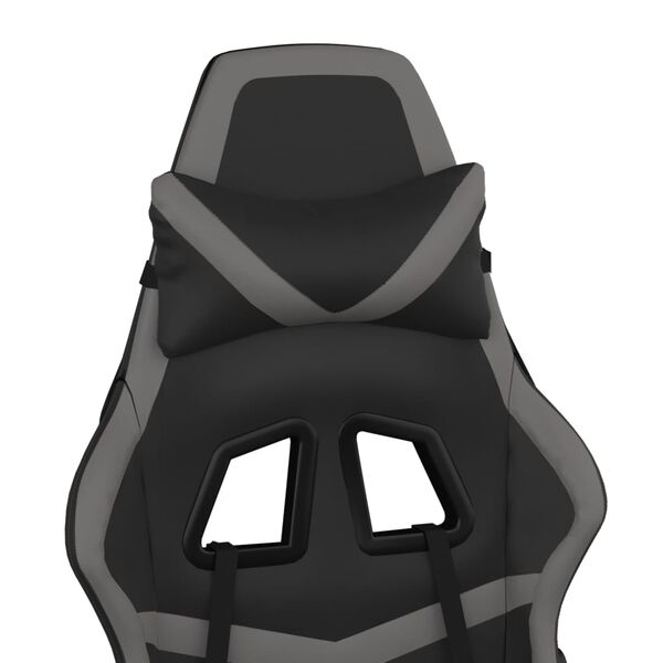 vidaXL Gaming Chair with Footrest Black and Grey Faux Leather