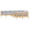 vidaXL 9 Piece Garden Lounge Set with Grey Cushions Solid Pinewood
