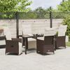 vidaXL Garden Dining Set with Cushion 5 pcs Brown Poly Rattan