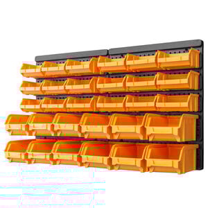 vidaXL 32 Piece Storage Bin Kit with Wall Panels Yellow and Black