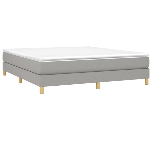 vidaXL Bed Frame without Mattress Light Grey King Fabric (US Only)