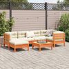 vidaXL 7 Piece Garden Sofa Set with Cushions Wax Brown Solid Wood Pine