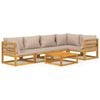 vidaXL 6 Piece Garden Lounge Set with Taupe Cushions Solid Wood