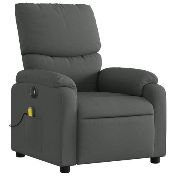 vidaXL Electric Massage Recliner Chair Dark Grey Fabric