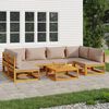 vidaXL 7 Piece Garden Lounge Set with Taupe Cushions Solid Wood
