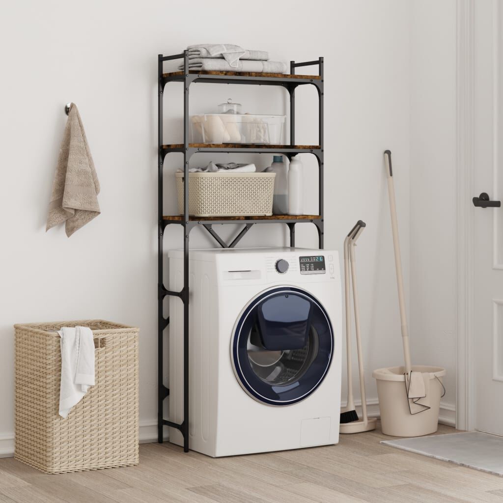 vidaXL Washing Machine Shelf Smoked Oak 67x25x163 cm Engineered Wood