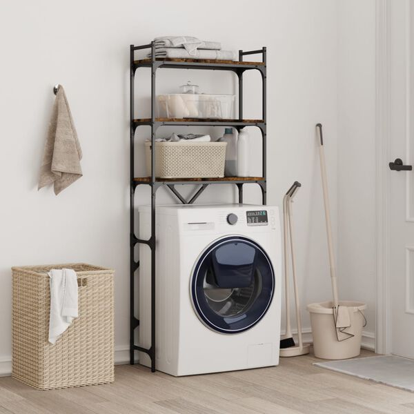 vidaXL Washing Machine Shelf Smoked Oak 67x25x163 cm Engineered Wood