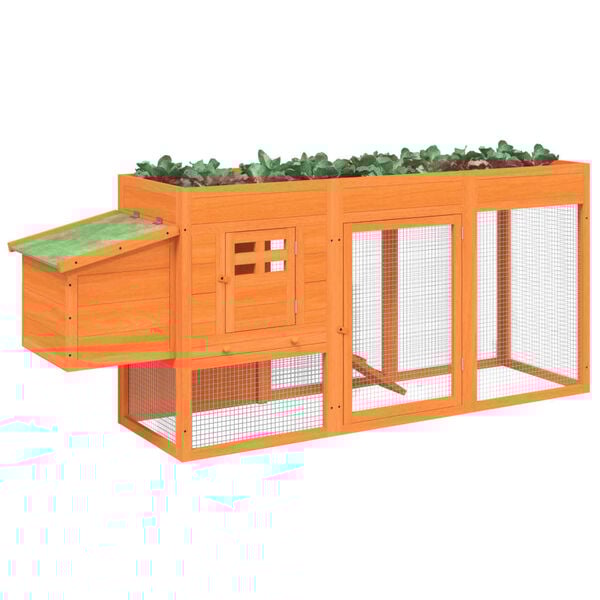 vidaXL Chicken Coop Brown 204x50x84 cm Solid Wood Pine