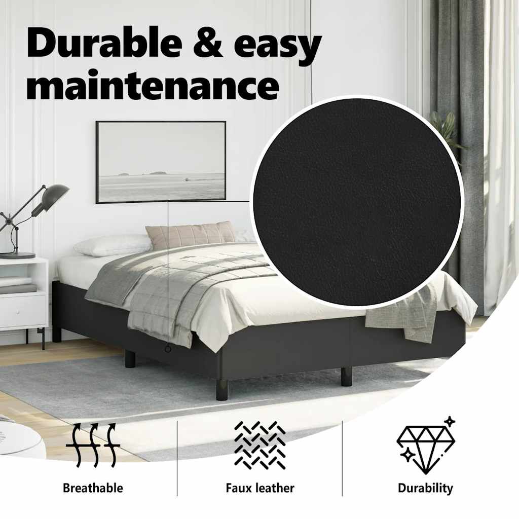 vidaXL Bed Frame without Mattress Black 152x203 cm Queen Faux Leather