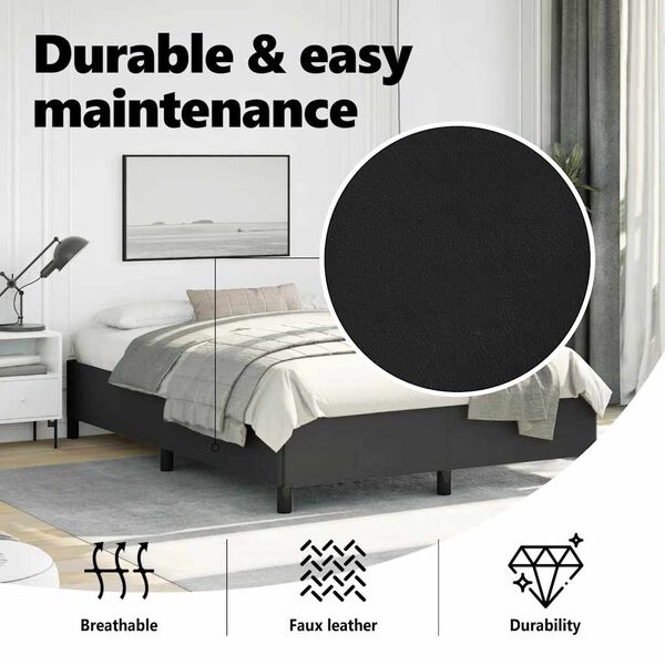 vidaXL Bed Frame without Mattress Black 152x203 cm Queen Faux Leather