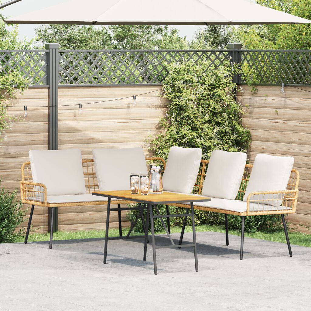 vidaXL 2 Piece Garden Sofa Set with Cushions Natural Poly Rattan