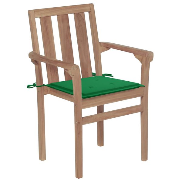 vidaXL Stackable Garden Chairs with Cushions 8 pcs Solid Teak Wood