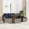 vidaXL Garden Sofa Set with Cushion 6 pcs Grey and navy blue