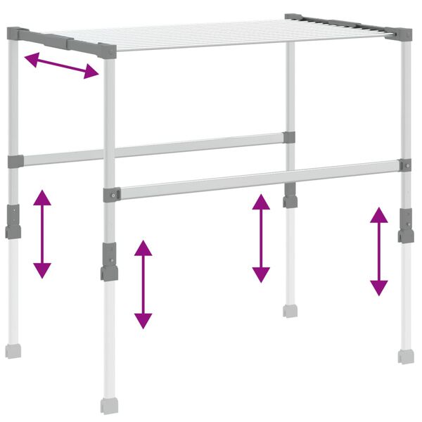 vidaXL Laundry Dryer 83x(50-55)x(40-85) cm Aluminium