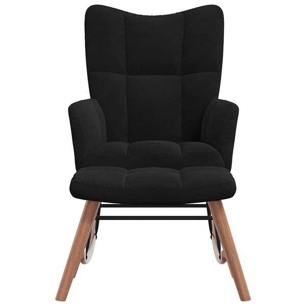 vidaXL Rocking Chair with a Stool Black Velvet