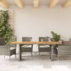 vidaXL Garden Table with Acacia Wood Top Grey 190x80x74 cm Poly Rattan