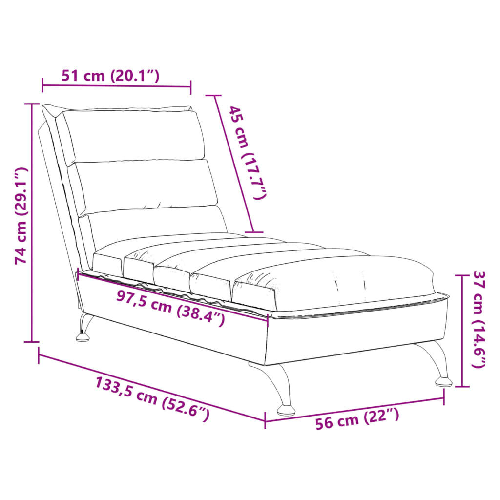 vidaXL Chaise Lounge with Cushions Blue Fabric