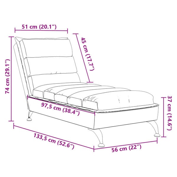 vidaXL Chaise Lounge with Cushions Blue Fabric