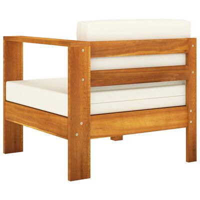 vidaXL 4-Seater Garden Sofa with Cream White Cushions Solid Acacia Wood